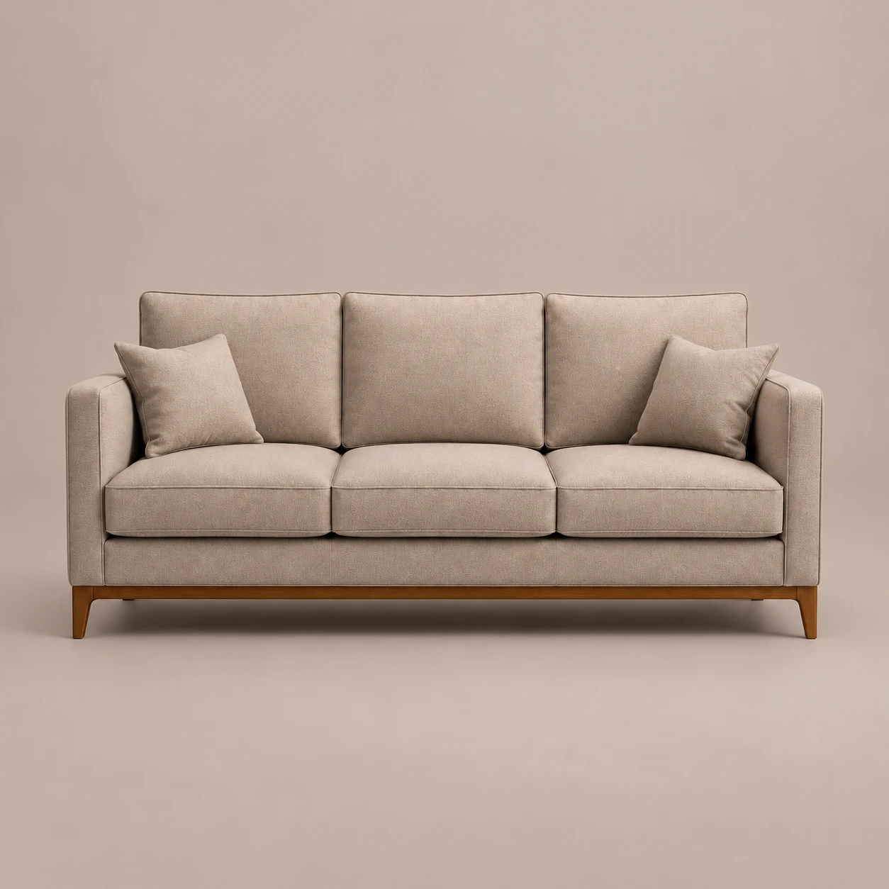 Beige Fabric 3-Seat Sofa